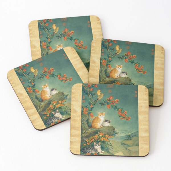 Item preview, Traditional Silk Scroll Garden with Ginger and Tabby Cats designed and sold by Auroracat2025.