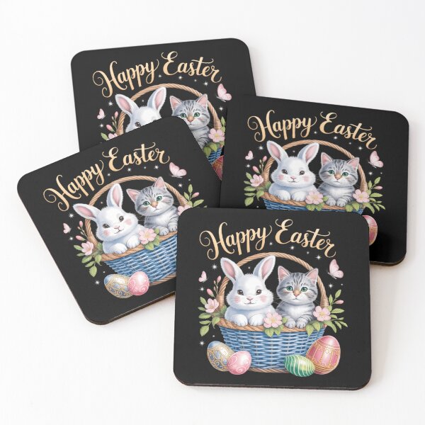 Item preview, Cute Easter Happy Easter Bunny and Cat designed and sold by AsteriskDatBArt.