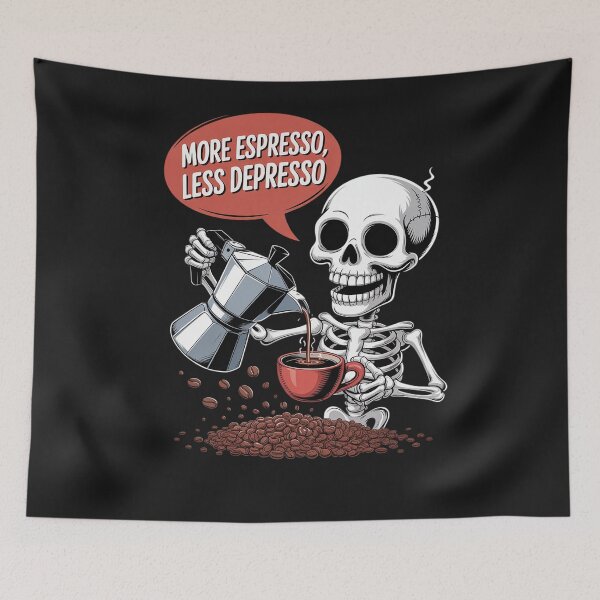 Item preview, More Espresso Less Depresso Skeleton Coffee Humor Lovers designed and sold by Bstilablhot.