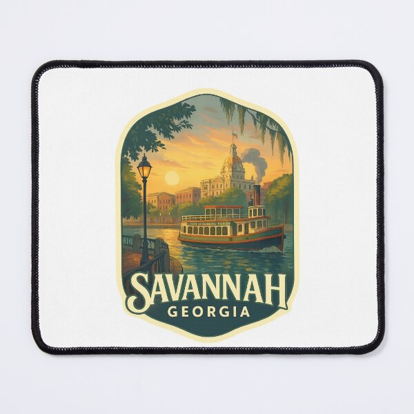 Item preview, Savannah Georgia Riverfront with Historic City Hall and Ferry Boat designed and sold by Places On Earth.
