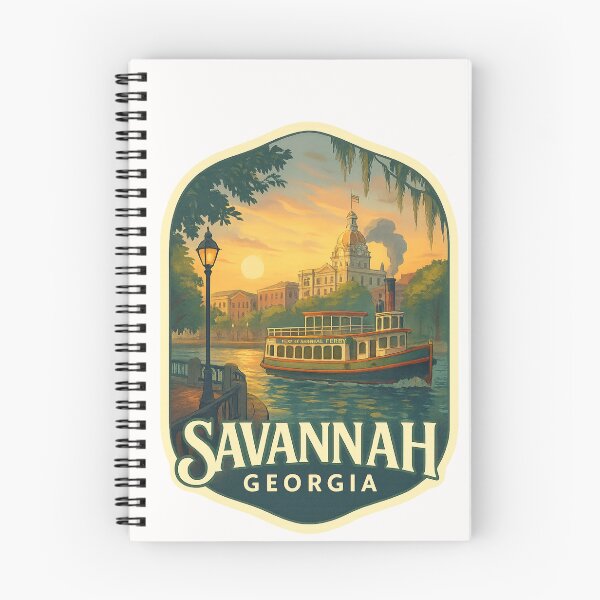 Item preview, Savannah Georgia Riverfront with Historic City Hall and Ferry Boat designed and sold by Places On Earth.