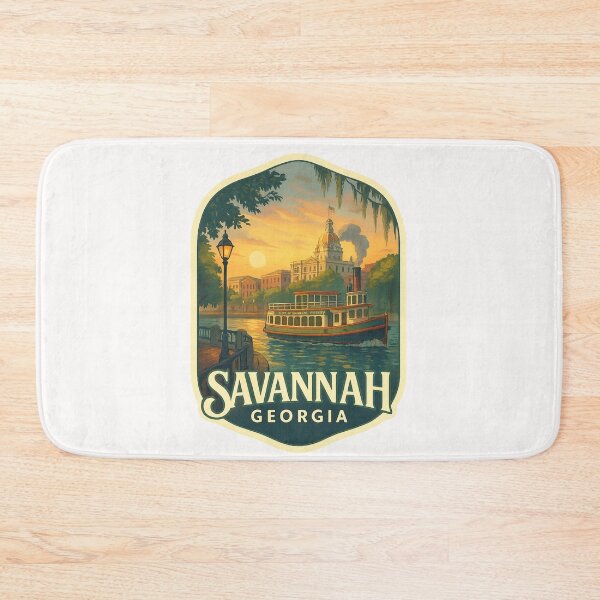 Item preview, Savannah Georgia Riverfront with Historic City Hall and Ferry Boat designed and sold by Places On Earth.