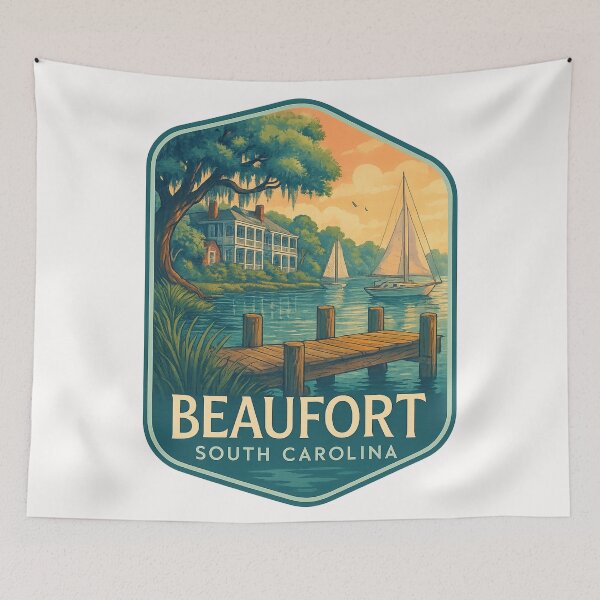 Item preview, Historic Waterfront with Sailboats and Southern Homes, Beaufort South Carolina designed and sold by Places On Earth.