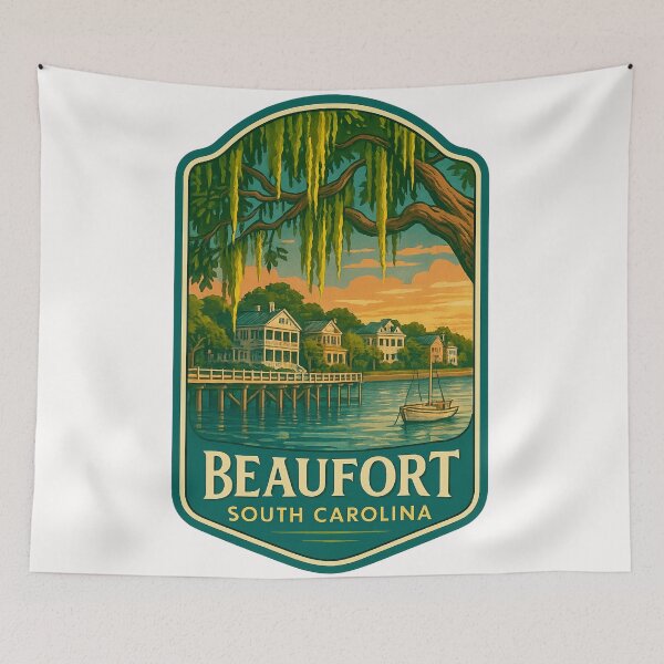 Item preview, Sunset over Waterfront and Antebellum Homes, Beaufort South Carolina designed and sold by Places On Earth.