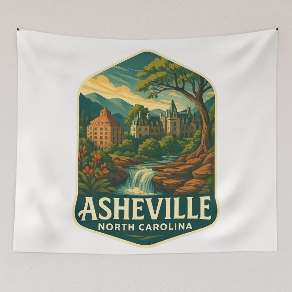 Item preview, Biltmore Estate and Mountains, Asheville North Carolina Waterfall View designed and sold by Places On Earth.