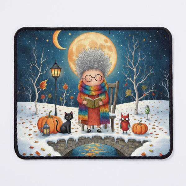 Item preview, Moonlit Storytime on a Winter Bridge – Whimsical Night Illustration designed and sold by Whimsical Hug.