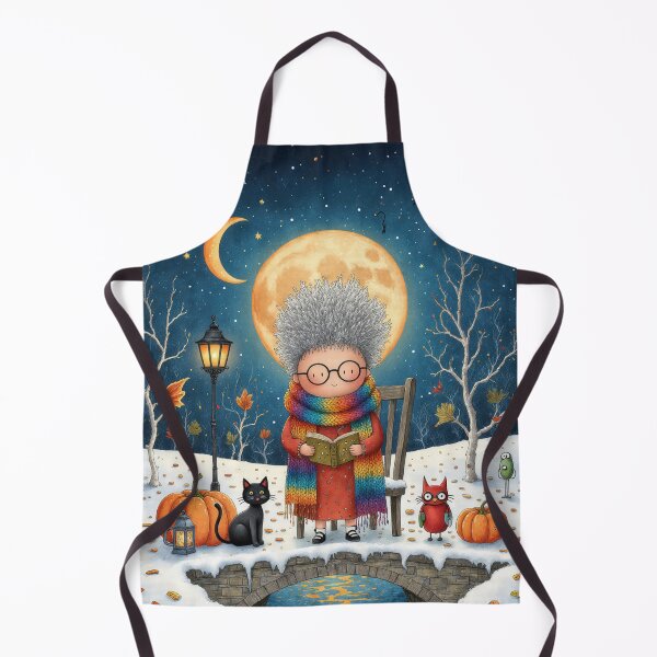 Item preview, Moonlit Storytime on a Winter Bridge – Whimsical Night Illustration designed and sold by Whimsical Hug.