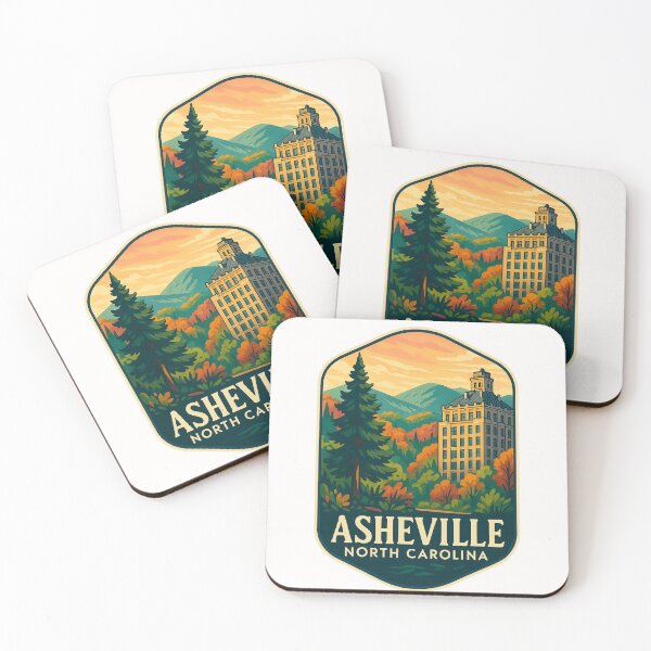 Item preview, Asheville North Carolina Skyline with Autumn Foliage and Blue Ridge Mountains designed and sold by Places On Earth.