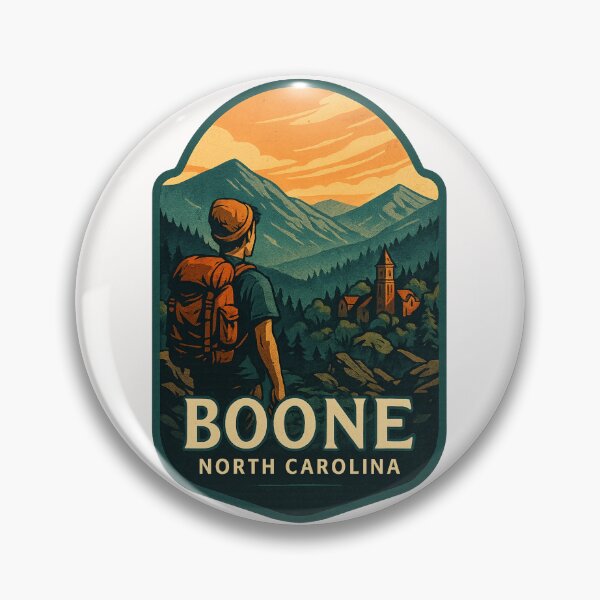 Item preview, Boone North Carolina Mountains and Church View with Hiker designed and sold by Places On Earth.