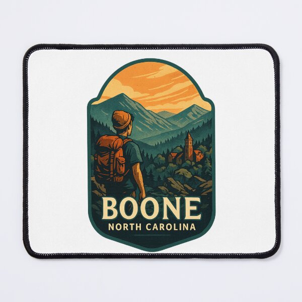 Item preview, Boone North Carolina Mountains and Church View with Hiker designed and sold by Places On Earth.