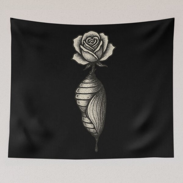 Item preview, Gothic Rose Cocoon Illustration – Dark Botanical Surreal Art designed and sold by Mouraludia.