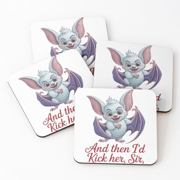Item preview, Bartok the Magnificent Bat Anastasia Quote "And Then I'd Kick Her Sir" Embroidery Style Sticker T-Shirt designed and sold by GeniePixel.