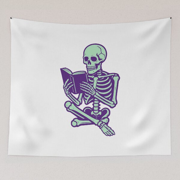 Item preview, Skeleton Reading Book Cute Spooky Nerd Illustration designed and sold by Horrify.