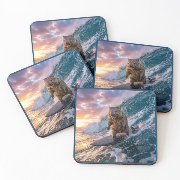 Item preview, Surfin' Wombat Rides a Wave designed and sold by Tridentulus.