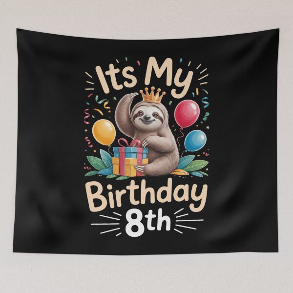 Item preview, Its My 8th Birthday For Girls Sloth Birthday designed and sold by CruelShadesSt.
