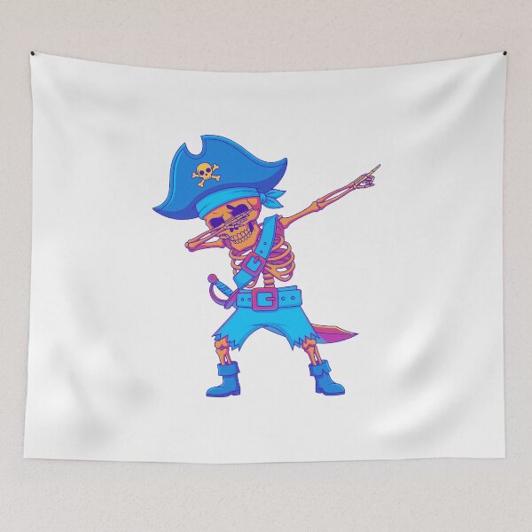 Item preview, Dabbing Pirate Skeleton Funny Neon Cartoon Illustration designed and sold by Horrify.