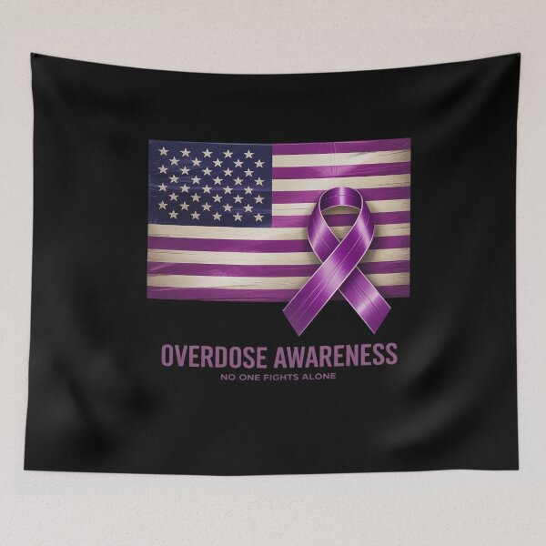Item preview, Nobody Fights Alone Overdose Awareness American Flag Purple designed and sold by Bstilablhot.