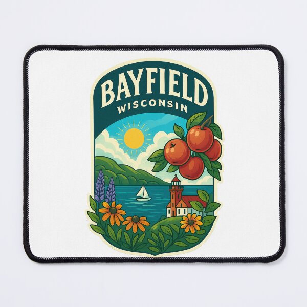 Item preview, Bayfield Wisconsin Lake Superior View with Lighthouse and Fruit designed and sold by Places On Earth.