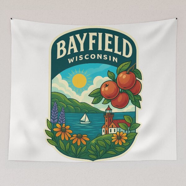 Item preview, Bayfield Wisconsin Lake Superior View with Lighthouse and Fruit designed and sold by Places On Earth.