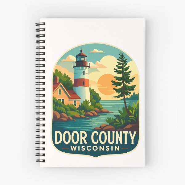 Item preview, Door County Wisconsin Lighthouse with Cabin and Trees at Sunset designed and sold by Places On Earth.