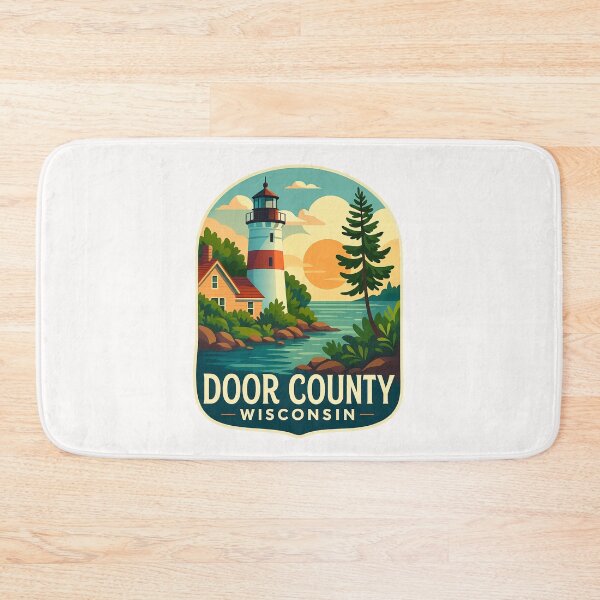 Item preview, Door County Wisconsin Lighthouse with Cabin and Trees at Sunset designed and sold by Places On Earth.