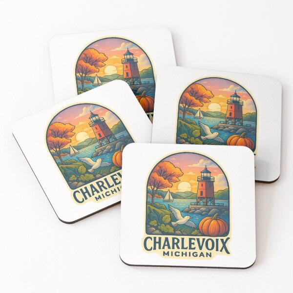 Item preview, Charlevoix Michigan Lighthouse with Sailboat and Autumn Colors designed and sold by Places On Earth.