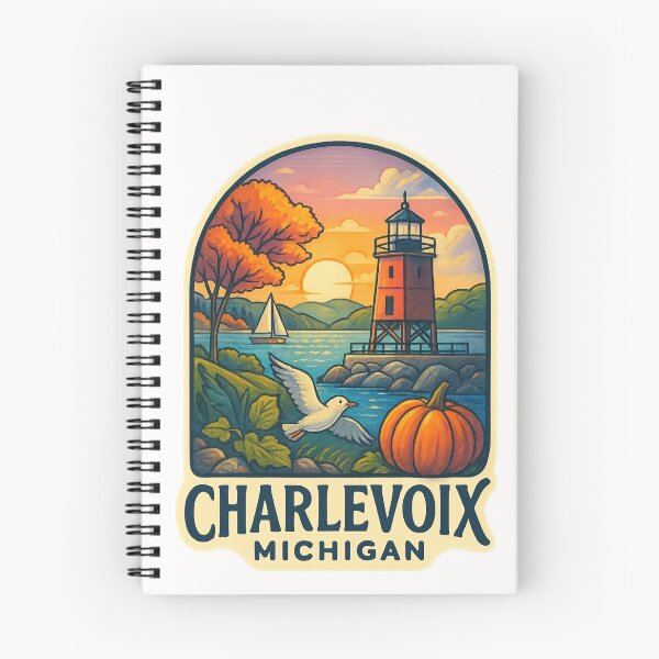 Item preview, Charlevoix Michigan Lighthouse with Sailboat and Autumn Colors designed and sold by Places On Earth.