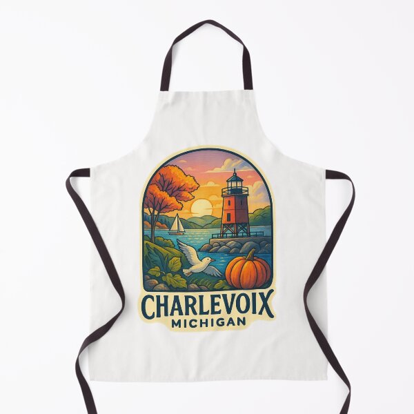 Item preview, Charlevoix Michigan Lighthouse with Sailboat and Autumn Colors designed and sold by Places On Earth.