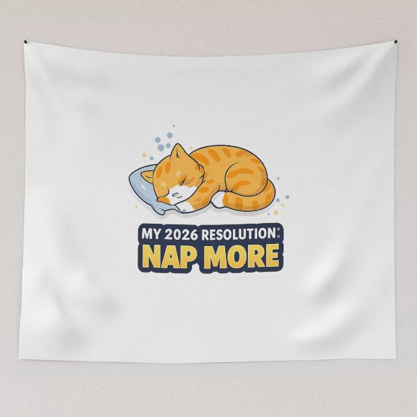 Item preview, My 2026 Resolution: Nap More – Cute Sleeping Cat New Year Design designed and sold by CraftLum.