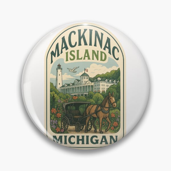 Item preview, Mackinac Island Michigan Grand Hotel with Lighthouse and Horse Carriage designed and sold by Places On Earth.