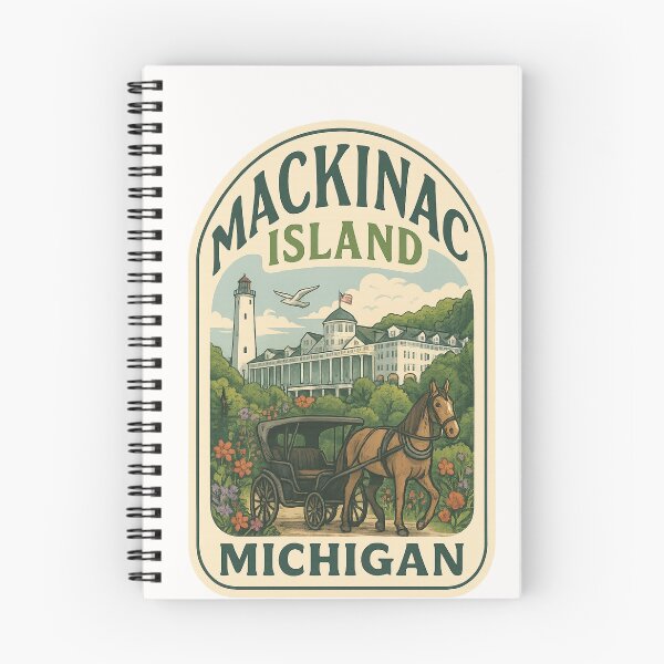Item preview, Mackinac Island Michigan Grand Hotel with Lighthouse and Horse Carriage designed and sold by Places On Earth.