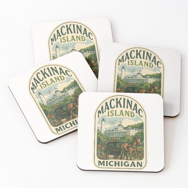 Item preview, Mackinac Island Michigan Grand Hotel with Lighthouse and Horse Carriage designed and sold by Places On Earth.