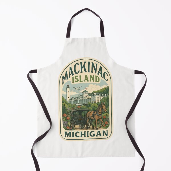 Item preview, Mackinac Island Michigan Grand Hotel with Lighthouse and Horse Carriage designed and sold by Places On Earth.