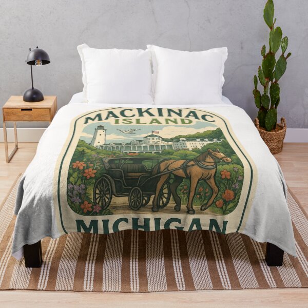 Item preview, Mackinac Island Michigan Grand Hotel with Lighthouse and Horse Carriage designed and sold by Places On Earth.