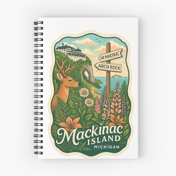 Item preview, Mackinac Island Michigan Arch Rock with Wildflowers and Deer designed and sold by Places On Earth.