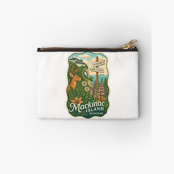 Item preview, Mackinac Island Michigan Arch Rock with Wildflowers and Deer designed and sold by Places On Earth.