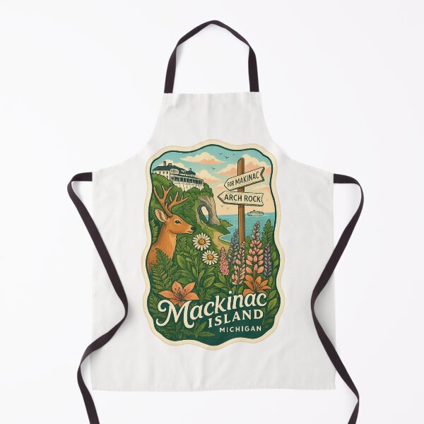 Item preview, Mackinac Island Michigan Arch Rock with Wildflowers and Deer designed and sold by Places On Earth.