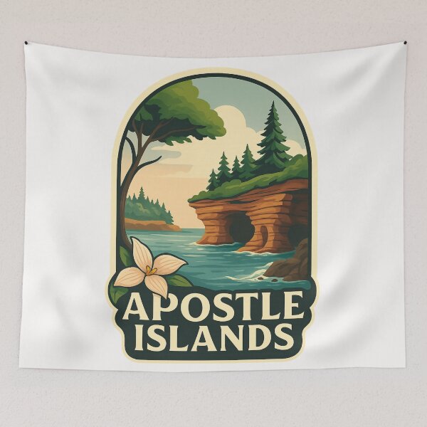 Item preview, Apostle Islands Sea Caves and Forest Shoreline in Wisconsin designed and sold by Places On Earth.