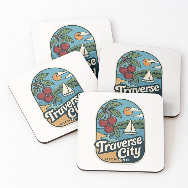 Item preview, Traverse City Michigan Cherries and Sailboat on Lake Michigan designed and sold by Places On Earth.