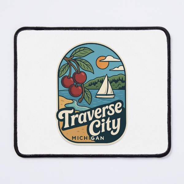 Item preview, Traverse City Michigan Cherries and Sailboat on Lake Michigan designed and sold by Places On Earth.