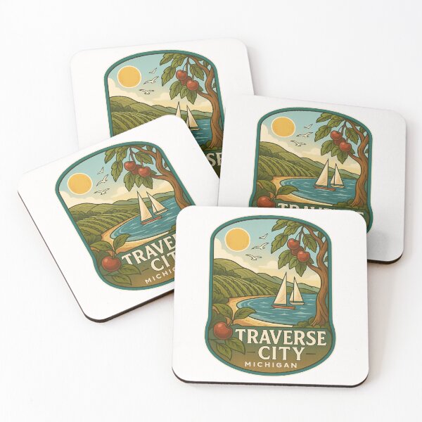 Item preview, Traverse City Michigan Sailboats and Cherries with Hillside Vineyard designed and sold by Places On Earth.