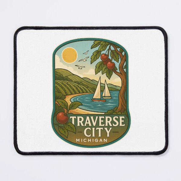 Item preview, Traverse City Michigan Sailboats and Cherries with Hillside Vineyard designed and sold by Places On Earth.