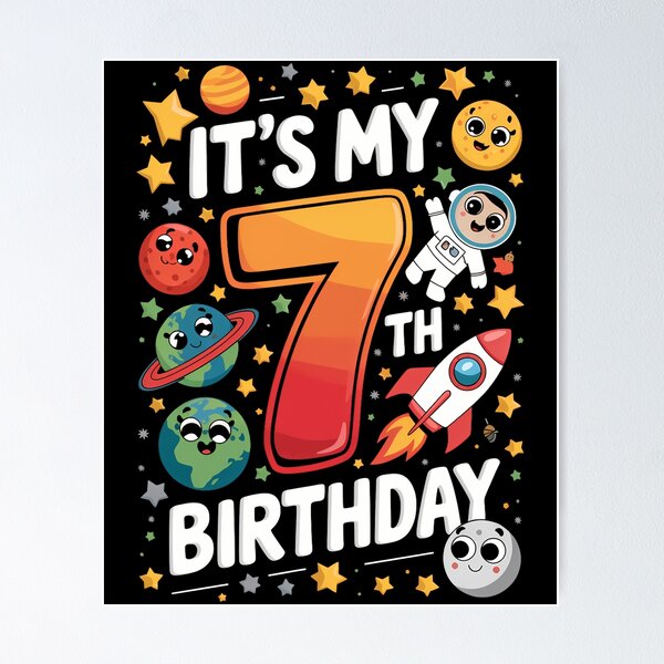 Item preview, It's My 7th Birthday Happy Turing 7 Year Outer Space 7 Bday designed and sold by CruelShadesSt.