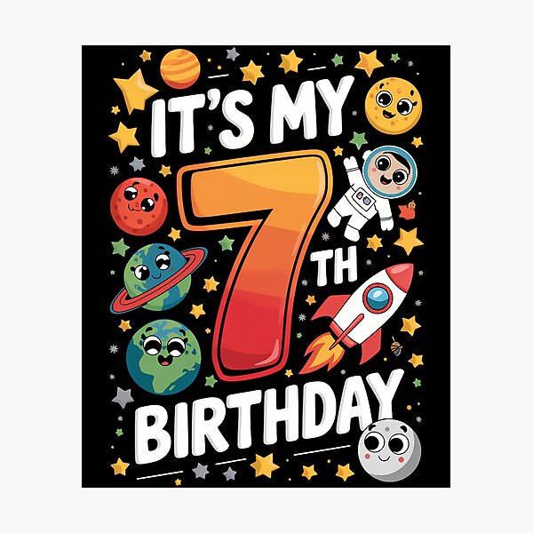 Item preview, It's My 7th Birthday Happy Turing 7 Year Outer Space 7 Bday designed and sold by CruelShadesSt.