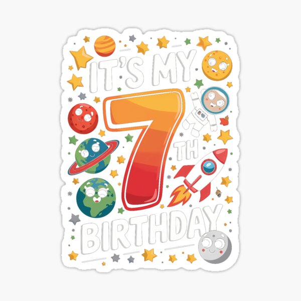 Item preview, It's My 7th Birthday Happy Turing 7 Year Outer Space 7 Bday designed and sold by CruelShadesSt.