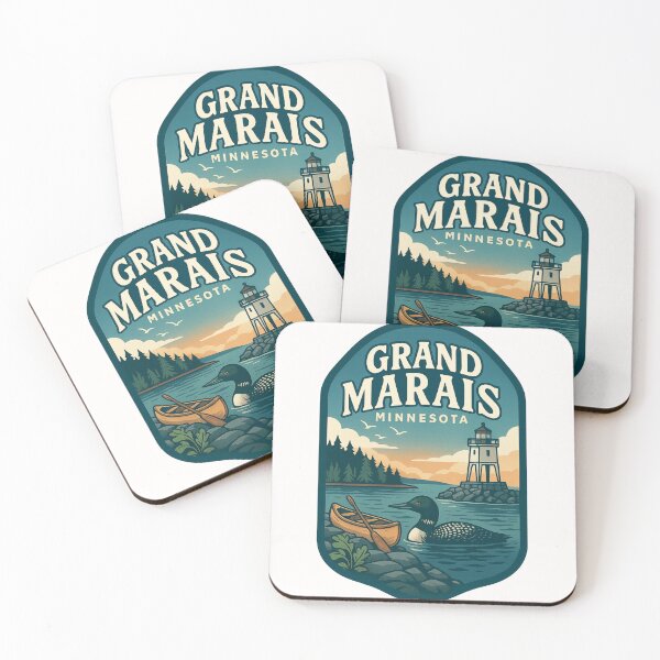 Item preview, Grand Marais Minnesota Lighthouse with Canoe and Loon at Sunset designed and sold by Places On Earth.