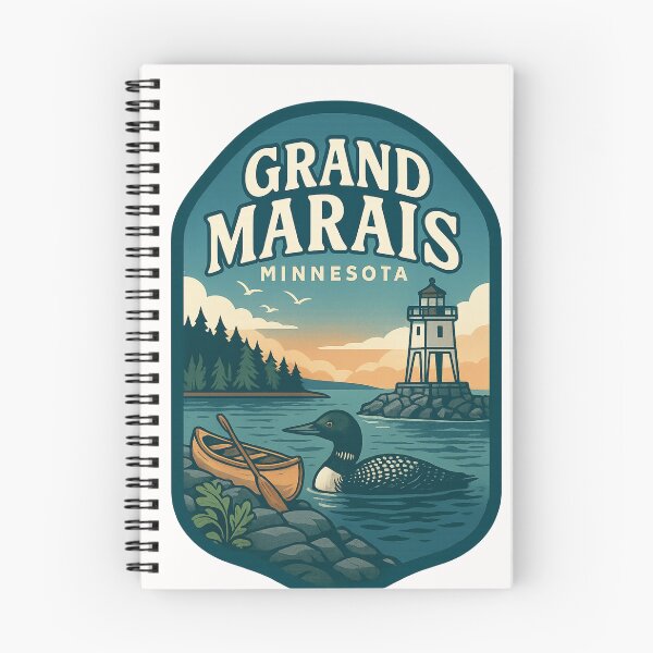 Item preview, Grand Marais Minnesota Lighthouse with Canoe and Loon at Sunset designed and sold by Places On Earth.