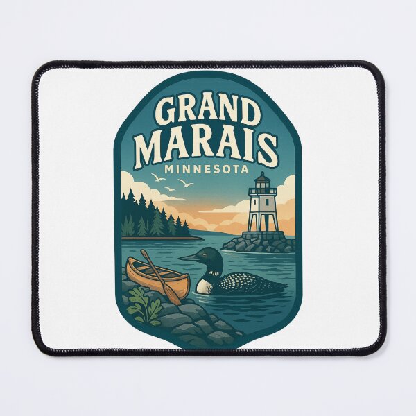 Item preview, Grand Marais Minnesota Lighthouse with Canoe and Loon at Sunset designed and sold by Places On Earth.