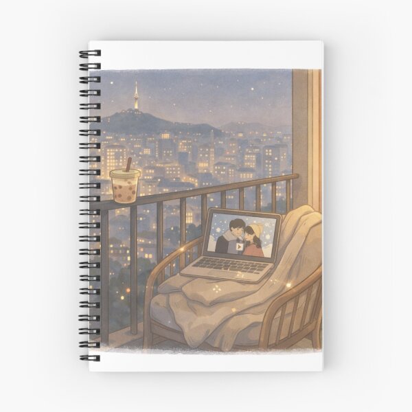 Item preview, Cozy K-Drama Night on the Balcony | Comfort K-Drama Aesthetic Illustration designed and sold by Soft Seoul Studio.