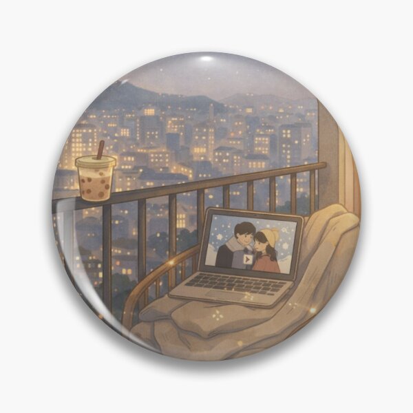 Item preview, Cozy K-Drama Night on the Balcony | Comfort K-Drama Aesthetic Illustration designed and sold by Soft Seoul Studio.